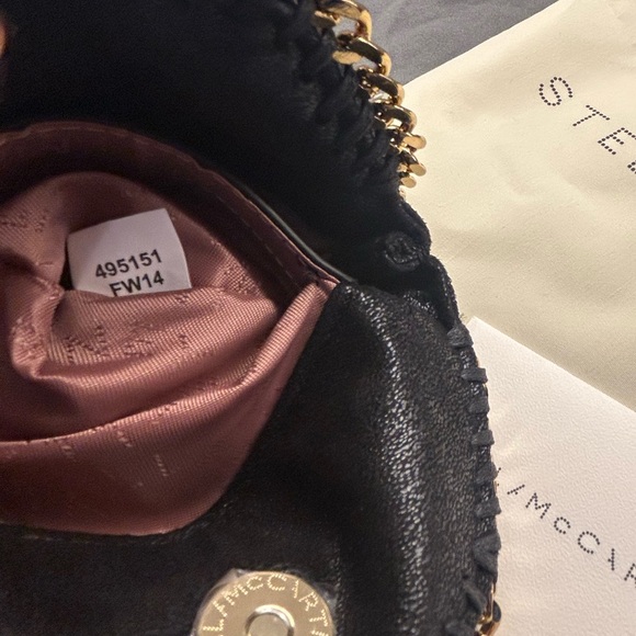 Stella McCartney Black Bag with Gold Chain Falabella Tiny Tote Bag New - Picture 5 of 7